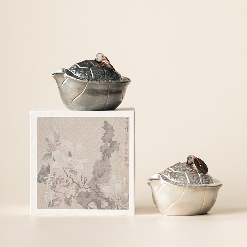 Ấm trà thế giới giàu có mạ bạc sáng tạo dụng cụ pha trà Kung Fu gốm cổ điển gia dụng hộp quà ấm trà đơn cỡ nhỏ