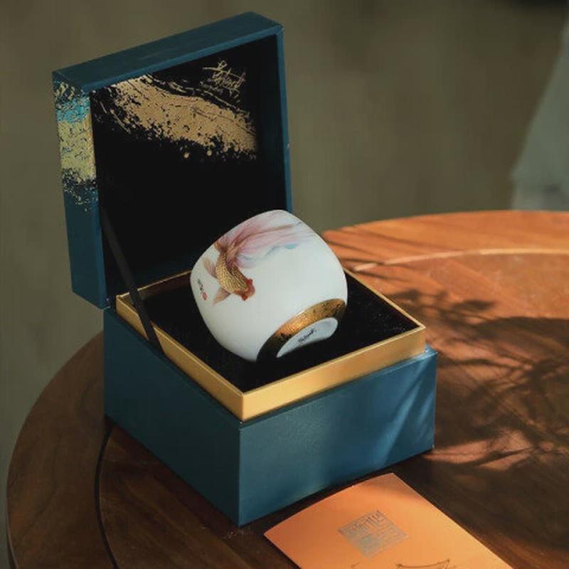 Bộ ấm chén trà kungfu cao cấp bằng sứ trắng như tuyết, phong cách thư thái và thanh lịch của Hoàng Tứ Đông, hộp quà tặng, chén cá nhân, chén chủ nhân, thích hợp làm quà tặng.