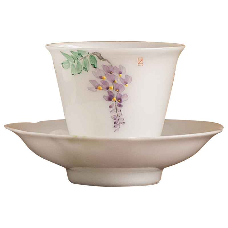 Nhà máy Zhang Lijiao Master chay mỡ cừu ngọc cốc sứ cốc chủ nhân bộ trà giá trị cao cốc trà Kung Fu