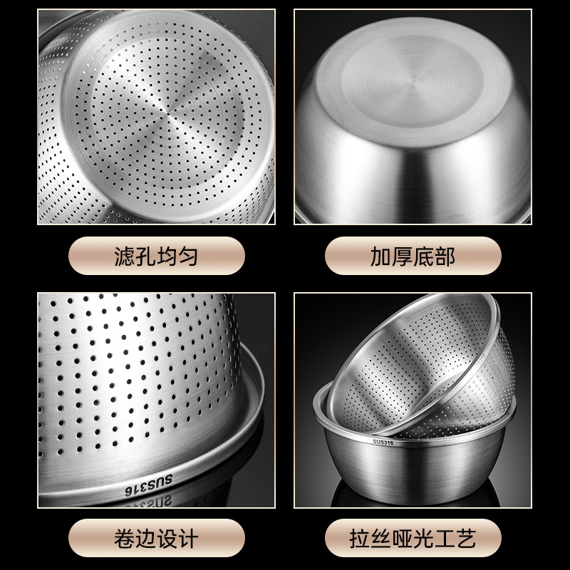 Tủ rửa gạo thoát nước inox Leshhai 316, chậu rửa bát đa năng, Chậu rửa bếp, giỏ đựng rau tự mang theo gia đình