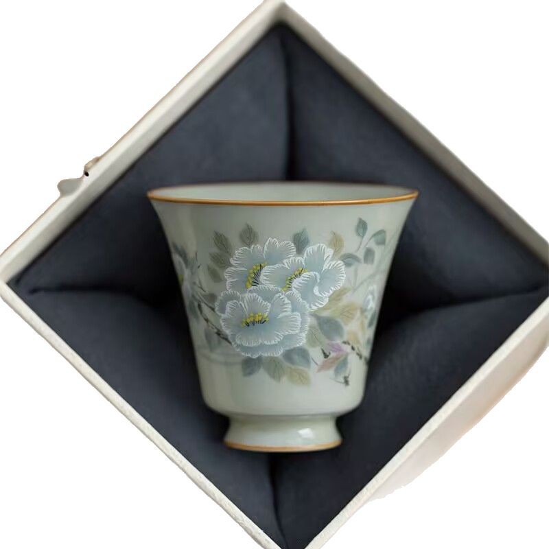 Cốc thơm miệng mở kiểu Trung Quốc cổ điển lò Hoàng Ru bí mật cốc đơn nhỏ bộ trà kung fu gia dụng cốc chủ nhân tách trà