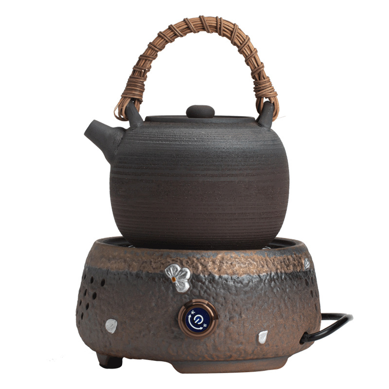 Bán buôn dụng cụ nấu trà, bếp nấu trà, ấm trà xà Xích kiểu Nhật, Bộ Bếp điện nhỏ tự động gốm thô cổ điển pha trà