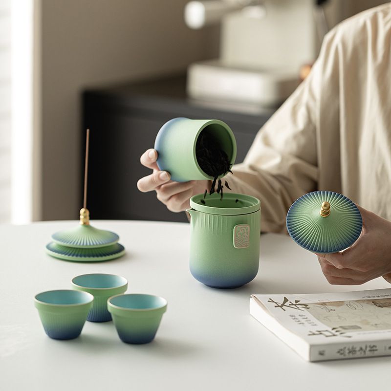 Cung điện quốc gia dần dần một ấm ba tách trà nhóm cầm tay ấm trà tách trà hộp quà bộ trà văn hóa và sáng tạo Tử Cấm Thành