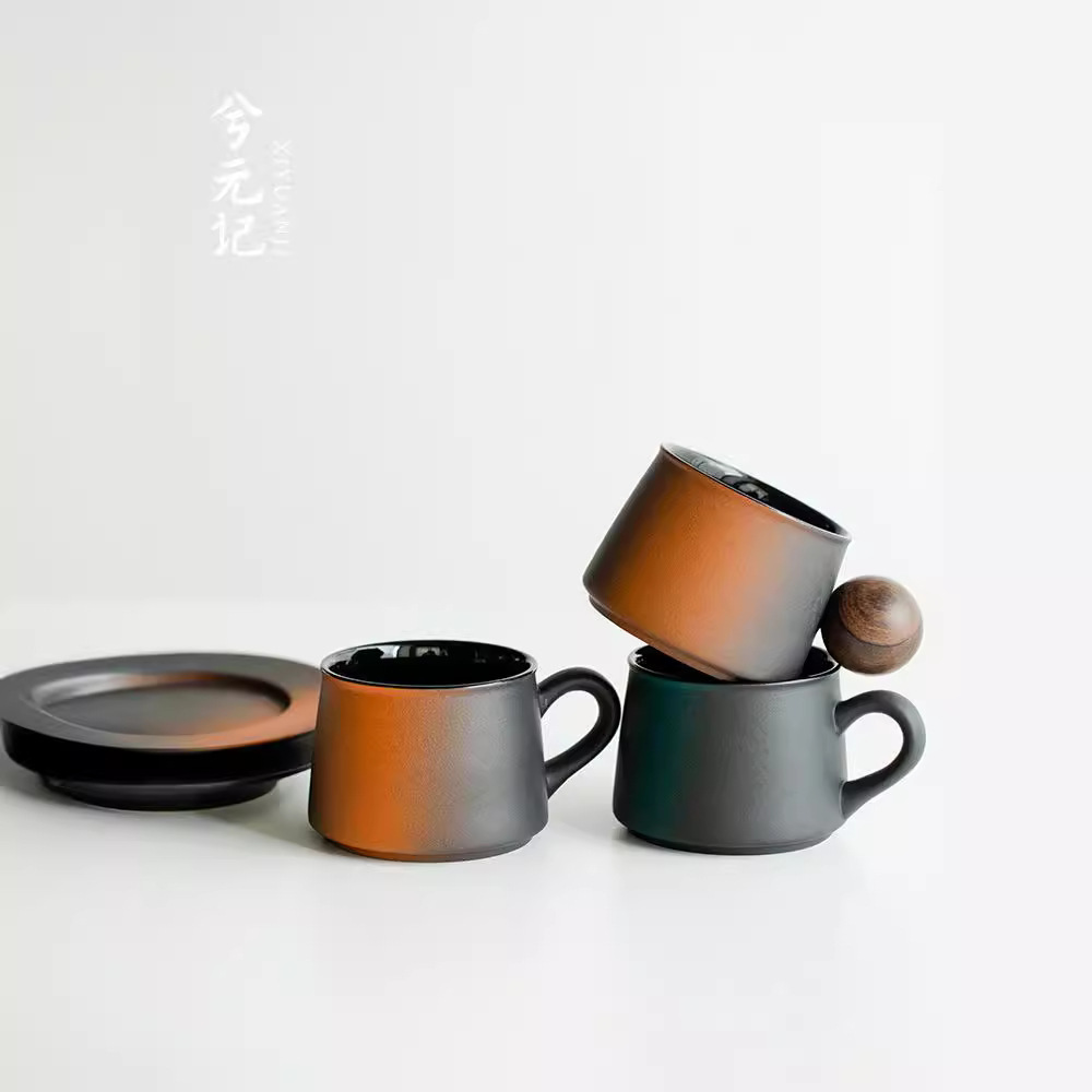 Cốc cà phê gốm Wabi-Ji kiểu Nhật, cốc và đĩa thìa tinh tế cao cấp, cốc và cốc nước thích hợp thiết kế