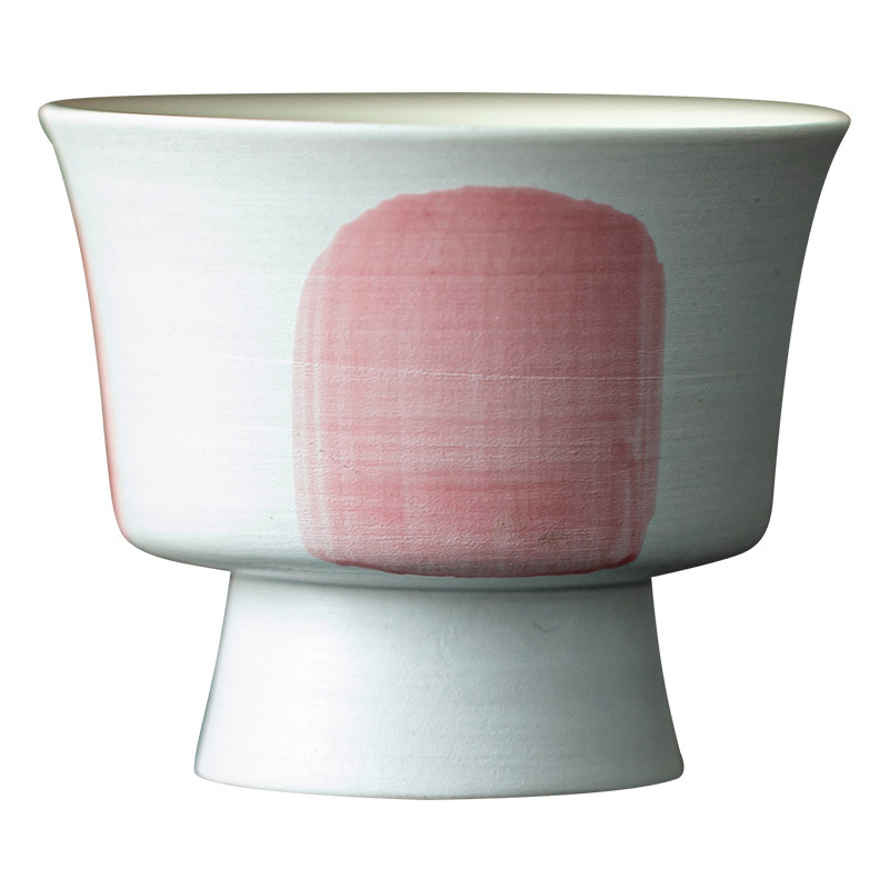 Cốc trà bột pha nước trắng kiểu Nhật cốc trà gốm sứ gia dụng Kung Fu chân cao cốc chủ nhân lớn cốc đơn cốc trà