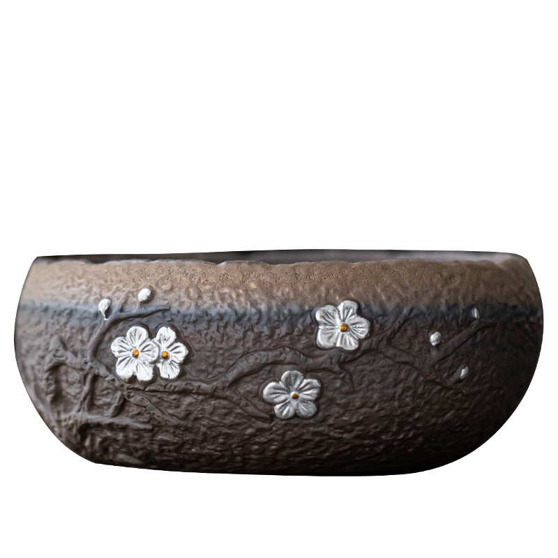 Bán Buôn Đồ gốm thô mạ vàng nhỏ rửa chén trà gia dụng rửa chén bã trà lọ Thiền phụ kiện trà cổ điển bát nước xây nước