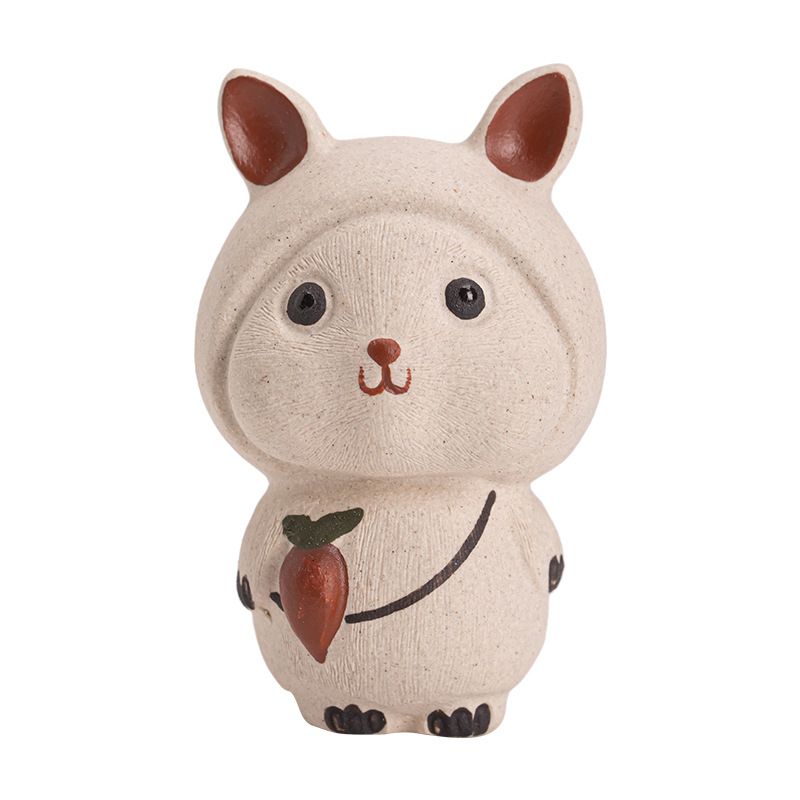 Thú cưng trà Nhật Bản, thỏ hoàng đạo, Khay trà có thể nuôi, phụ kiện trang trí nhỏ làm bằng tay sáng tạo, chơi trà, vẽ thỏ trắng dễ thương