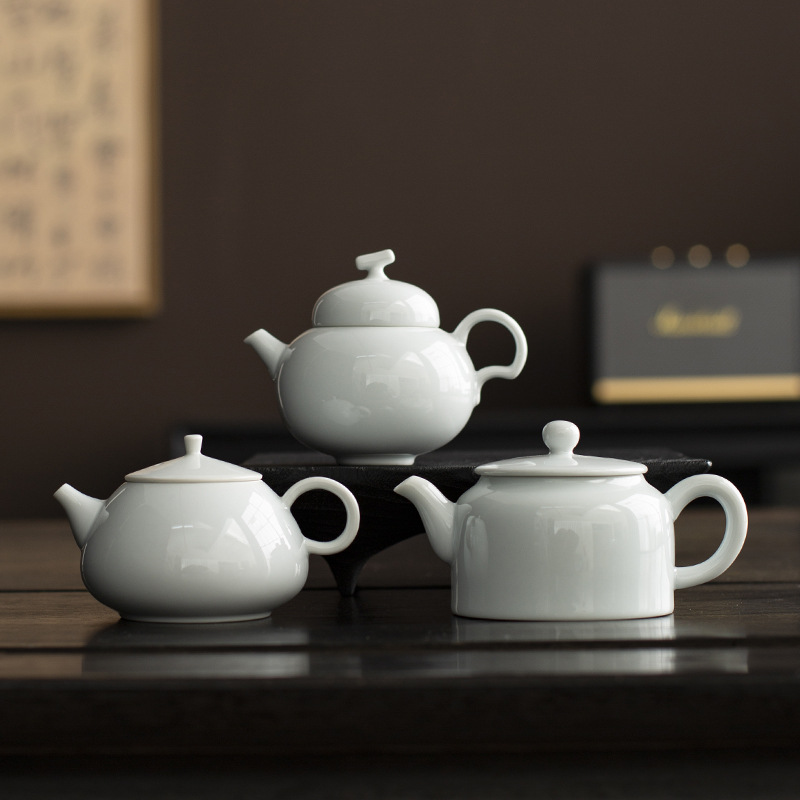 Ấm trà bầu thạch cao ấm trà đơn ấm trà lọc gốm sứ gia dụng dụng dụng cụ trà kungfu màu trơn thủ công ấm trà nhỏ cổ điển