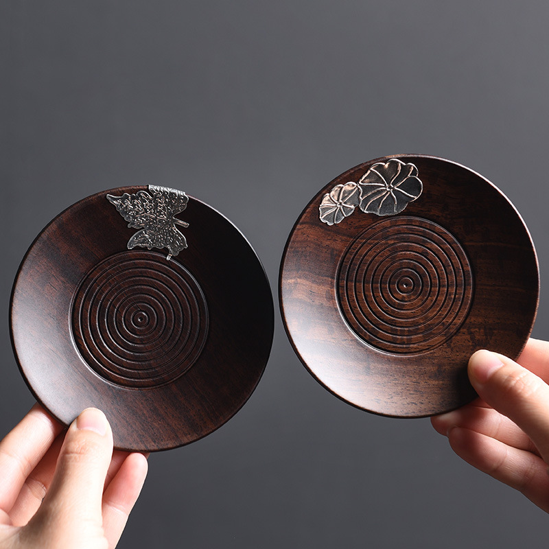 Tấm lót tách trà Kung Fu Tấm lót cách nhiệt tấm lót đựng trà gỗ nguyên khối tấm lót trà sáng tạo kiểu Nhật tấm lót cốc Bộ trà đạo phụ kiện Bộ trà đạo Zen