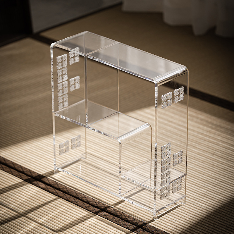 Giá để đồ trong suốt acrylic bộ trà đạo gia dụng giá trưng bày lưu trữ bộ sưu tập rỗng
