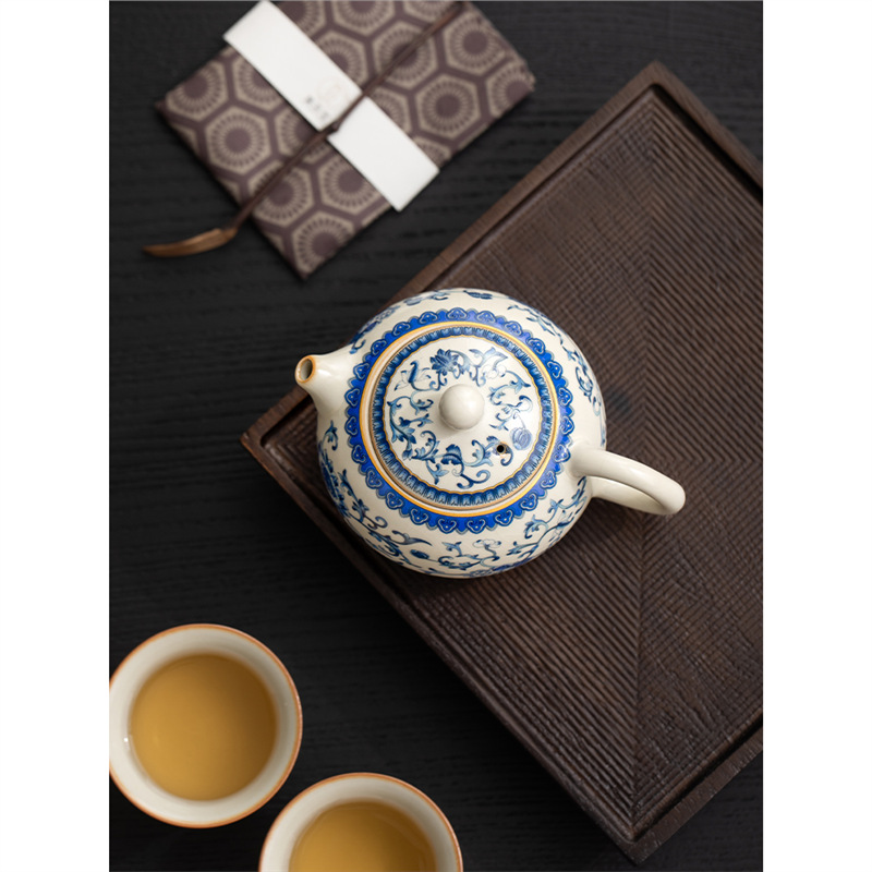 Ấm trà Xishi trong lò Ru màu xanh và trắng, ấm trà Xishi, ấm trà Kung Fu gia dụng, ấm trà cao cấp