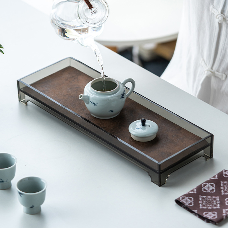 Khay bong bóng khô Acrylic bàn trà nhỏ đơn giản kiểu Trung Quốc một bình hai chén Khay trà bàn trà nhỏ