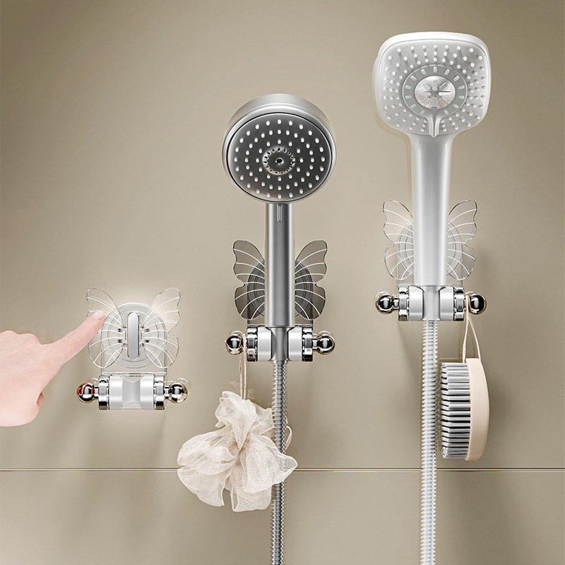 Giá đỡ vòi hoa sen cốc hút bướm gia dụng không cần đục lỗ có thể di chuyển vòi hoa sen điều chỉnh đa năng dụng cụ cố định đầu vòi hoa sen