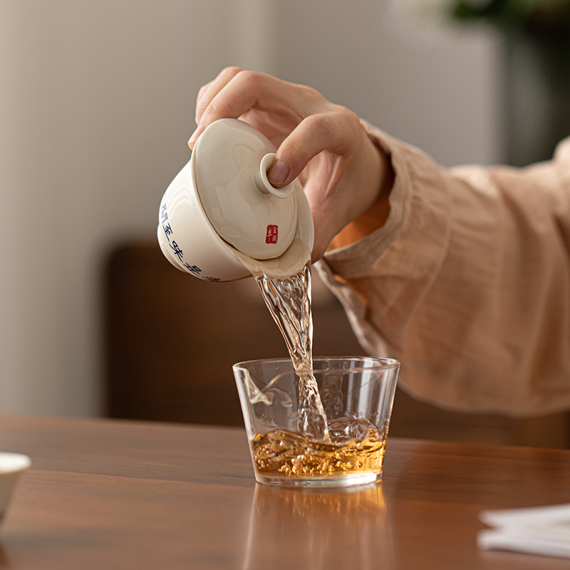 Bộ trà du lịch màu xám thực vật Bộ trà gốm sứ tiện lợi Một ấm hai cốc