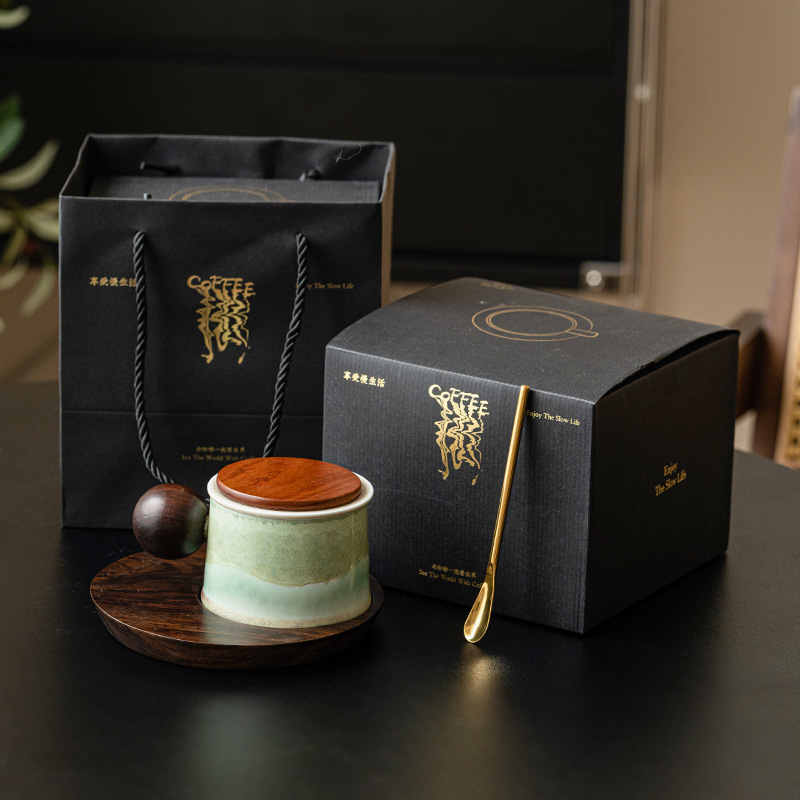 Cốc nước uống gia dụng bằng gỗ xanh ngọc bích cốc cà phê gốm sứ giá trị cao cốc tách trà