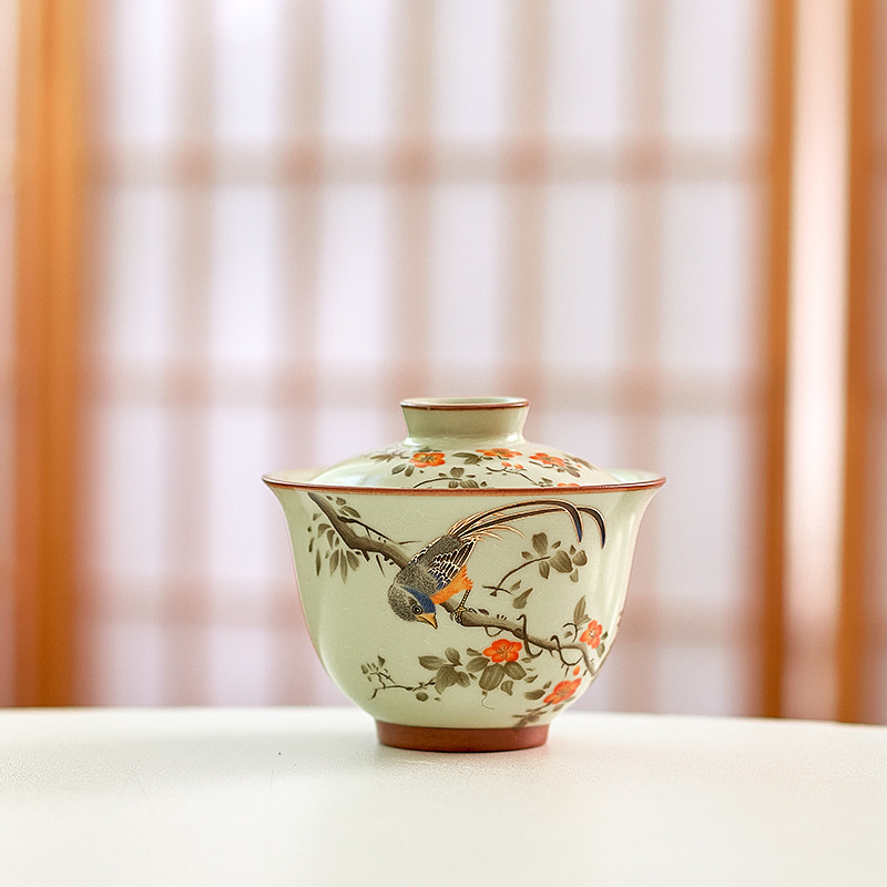 Cốc trà có nắp di chuột Cen Ru bộ trà cao cấp gốm sứ gia dụng có thể di chuột có thể nâng mở