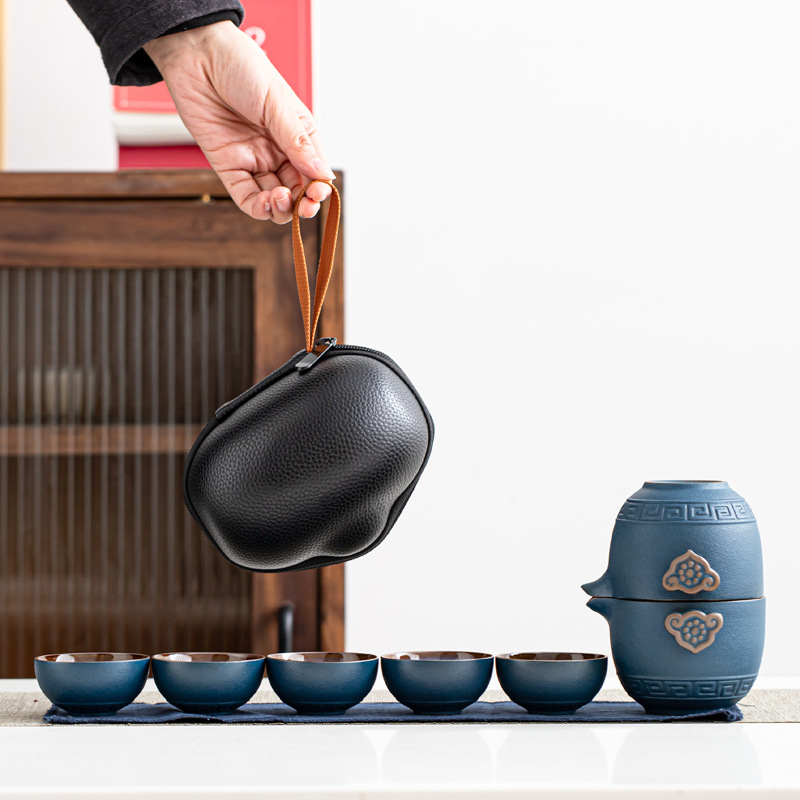 Bộ trà du lịch Kuaike Cup Bộ trà nhỏ một ấm bốn cốc Bộ trà Kungfu pha trà cầm tay đi công tác ngoài trời