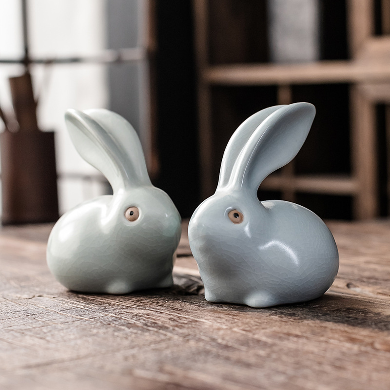 Đồ trang trí cửa hàng thỏ vật nuôi trà Ruyao có thể nâng cao cá tính sáng tạo Bộ trà Kung Fu dễ thương phụ kiện Khay trà chơi trà