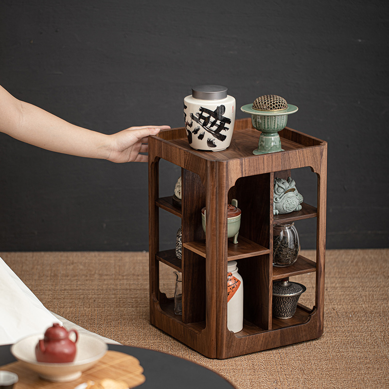 Đồ trang trí tủ đựng trà để bàn gia dụng bằng Gỗ Óc Chó Đen Bắc Mỹ, ấm trà, kệ tách trà