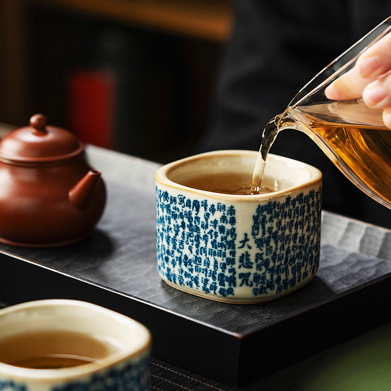 Cốc trà Ru Kiln cốc chủ nhân gia đình mẫu nam cốc uống trà cao cấp Trung Quốc chuyên dụng cá nhân cốc trà sứ Ru văn phòng