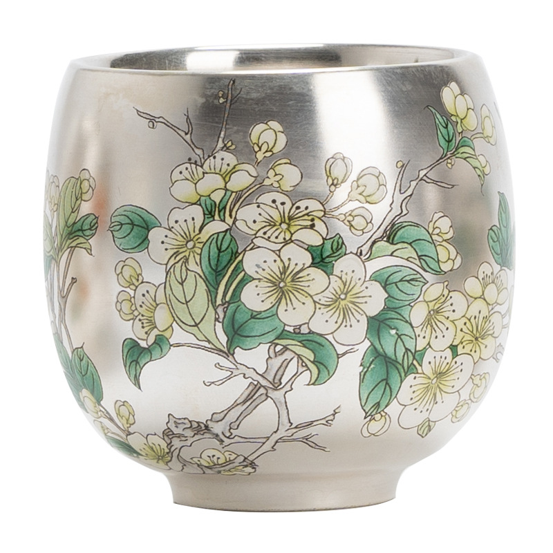 Cốc trà Kung Fu Sakura Cốc Thiền tách trà gia dụng cá nhân Cốc trà Bộ trà bạc 999 cốc chủ nhân cốc đơn