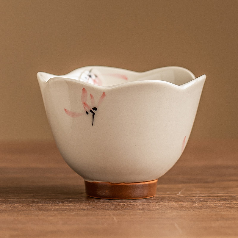 Nhà máy vẽ tay màu hồng hoa lan miệng cốc gốm sứ Kung Fu trà cốc trà cốc chủ sở hữu cốc phụ nữ bộ trà cốc trà