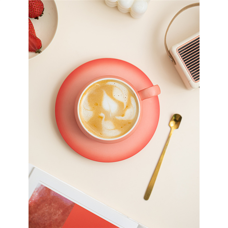 Cốc cà phê Mỹ Bộ cốc gốm sứ tinh tế cao cấp Bộ cốc và đĩa nữ cao cấp sang trọng nhẹ nhàng retro