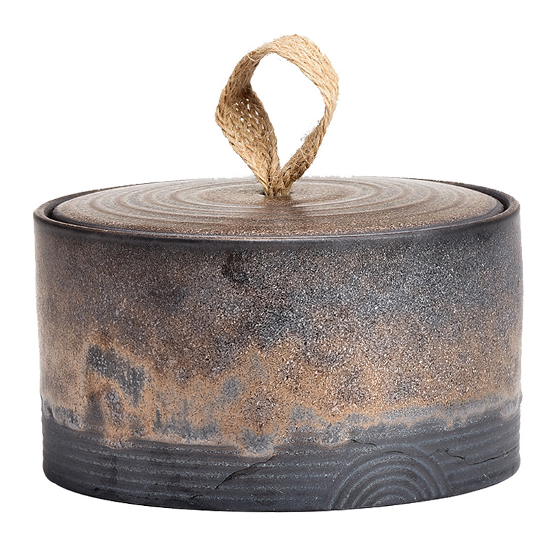 Bình đựng trà Pufeng, bình đựng gốm sứ, bình đựng trà bột gốm thô kiểu Nhật, bình đựng trà kín cổ điển, nhiệt độ cao phục hồi