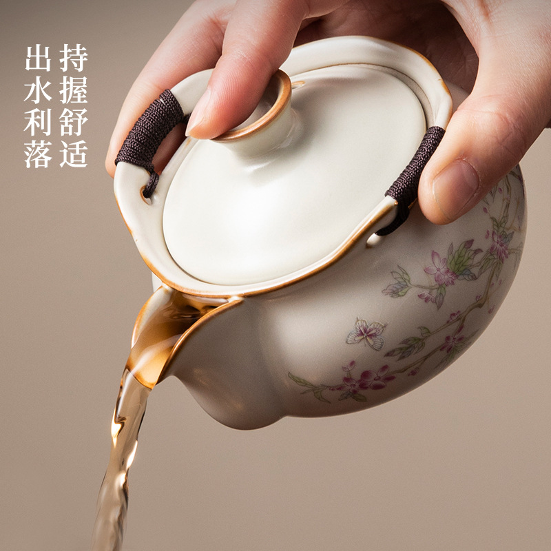 Ấm trà gốm sứ Ru Kiln, dụng cụ pha trà, dụng cụ pha trà du lịch trên xe ô tô xách tay ngoài trời gia dụng