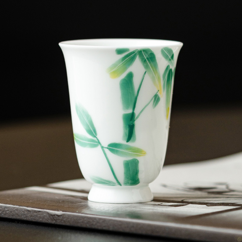 Cốc trà xám thực vật cốc chủ nhân vẽ tay lễ hội nâng cao chân cao cốc thơm cốc uống trà gia dụng đặc biệt cốc trà