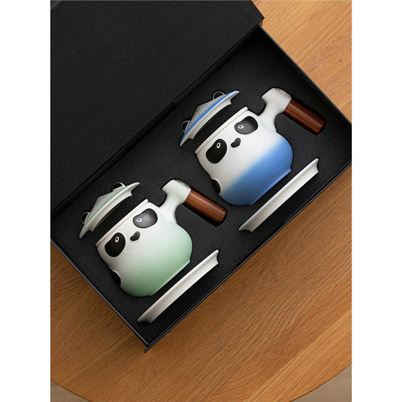 Cốc pha trà gấu trúc cốc tách trà gốm sứ sáng tạo có nắp cốc lọc nước cho nam và nữ văn phòng