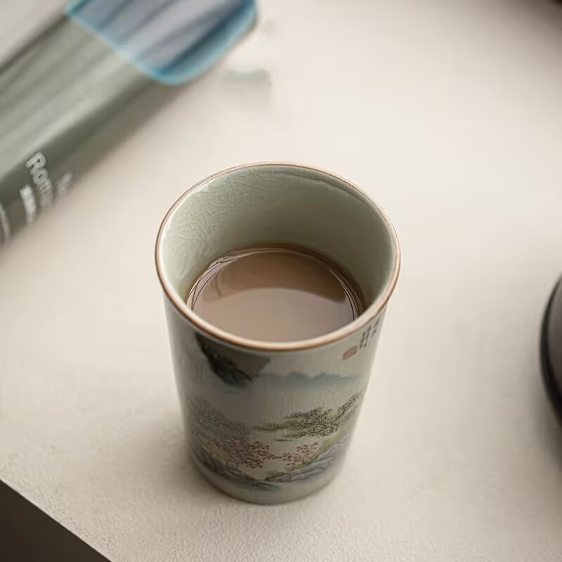 Cốc chủ nhân Ru Kiln cốc trà gốm sứ gia dụng cốc đơn mở tấm chuyên dụng cá nhân cốc coca bộ trà kungfu bát trà đơn