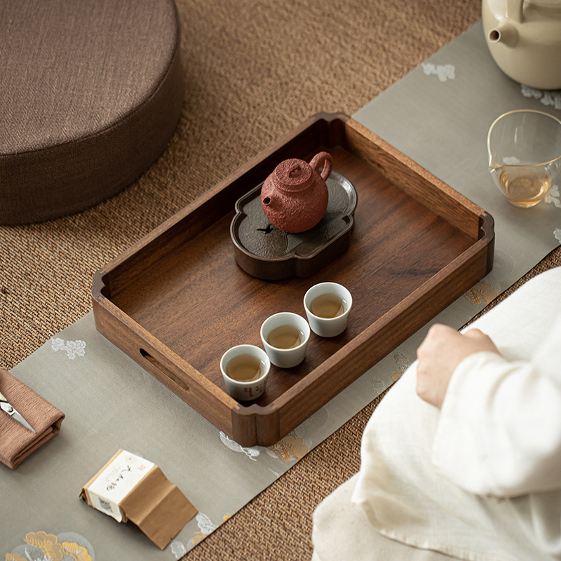Khay Thu hải đường, Khay trà gỗ nguyên khối đơn giản, khay pha khô, Bộ trà Kung Fu, Khay trà gỗ vuông, khay giải khát