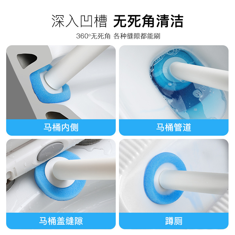 Bán buôn bàn chải nhà vệ sinh dùng một lần gia dụng không góc chết thần thánh đầu thay thế đầu 2023 treo tường nhà vệ sinh kiểu mới đầu bàn chải vệ sinh
