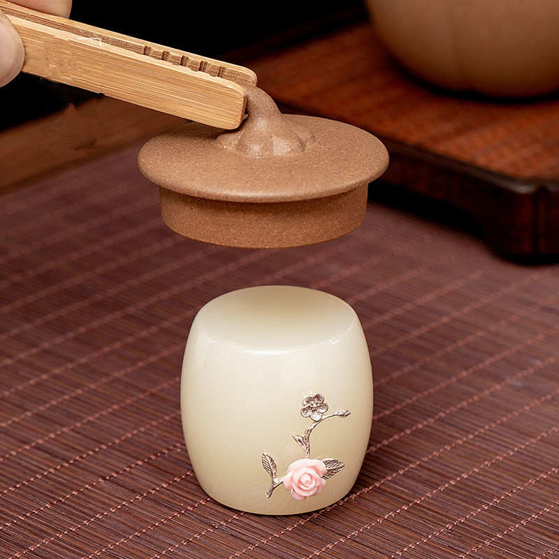 Dát Bạc Chạm khắc Ngọc Bích, Nắp ấm trà gốm sứ, nắp bát, chiếu trà, đồ trang trí nhỏ Kung Fu