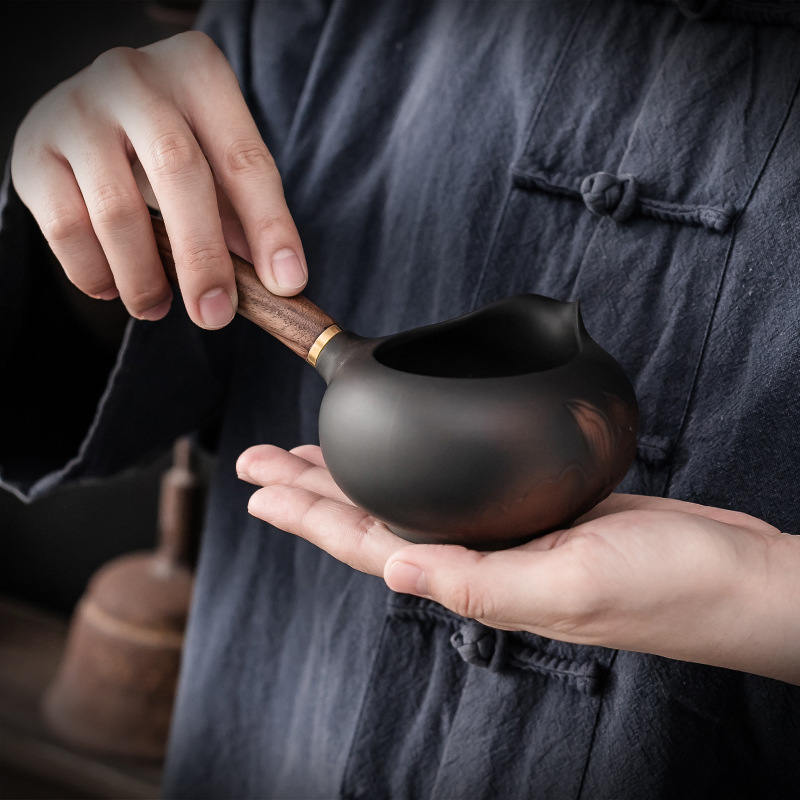 Dao nhảy thủ công bằng Gốm Tím Daantang, cốc tay cầm bên, dụng cụ chia trà cao cấp, bộ trà Kung Fu, cốc công bằng gốm Biển Trà