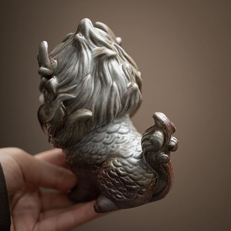 Đồ trang trí thú cưng trà Kirin bùn đá cũ đồ trang trí để bàn chơi trà có thể nâng cao phong cách Trung Quốc đồ trang trí nhà cửa phụ kiện bộ trà
