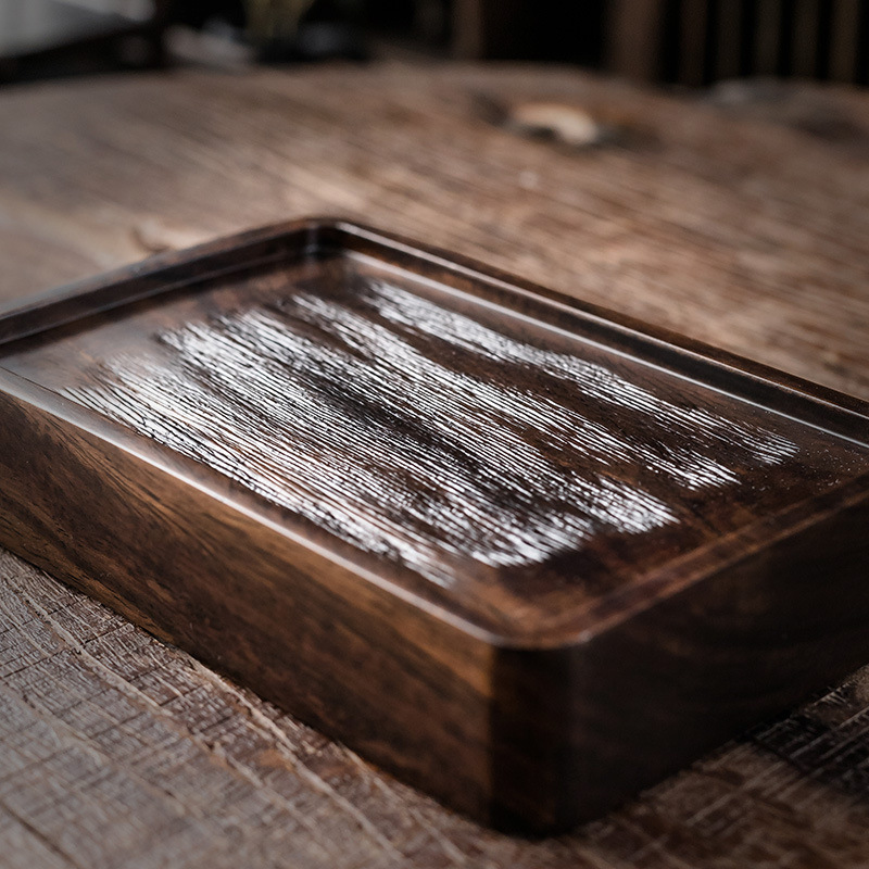 Bán buôn Bàn trà gỗ mun Bàn trà gỗ đặc khay xốp khô ấm dày khay đựng trà nguyên bản đệm cách nhiệt phụ kiện đệm bếp