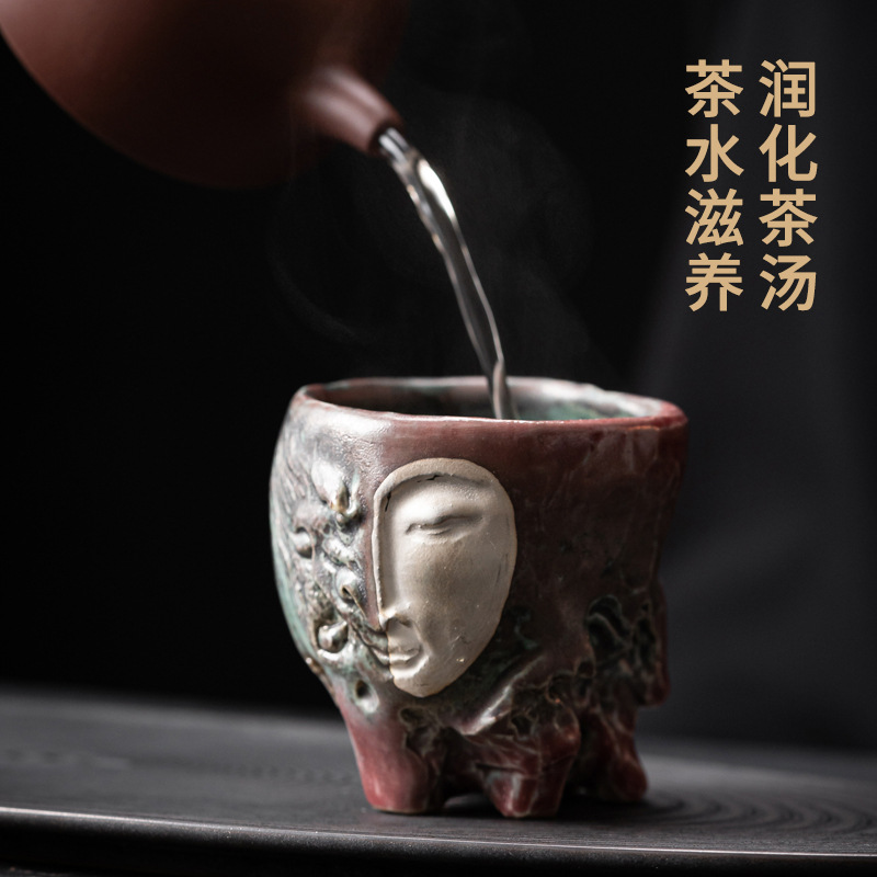 Bộ ấm chén trà thủ công Shino Ware, họa tiết Thần Quỷ, phong cách Đôn Hoàng, quà tặng hộp quà