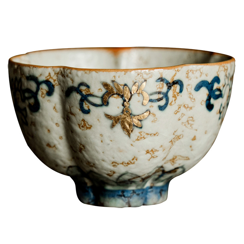 Tinh khiết vẽ tay vàng trắng xanh đá lửa đỏ chủ nhân cốc trà gốm sứ cốc đơn sản phẩm đặc biệt cá nhân cốc trà