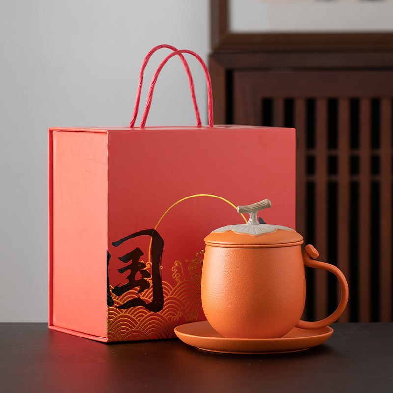 Hồng hồng Ruyi gốm sứ tách trà tách tách trà cốc uống nước văn phòng cá nhân bộ trà hồng hộp quà công thức