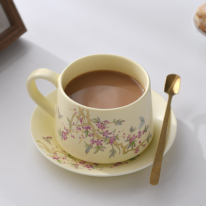 Cà phê hoa tử đằng, cốc trà gốm sứ, cốc uống nước, cốc pha trà, cốc trà chiều, hộp quà tặng bằng gốm sứ