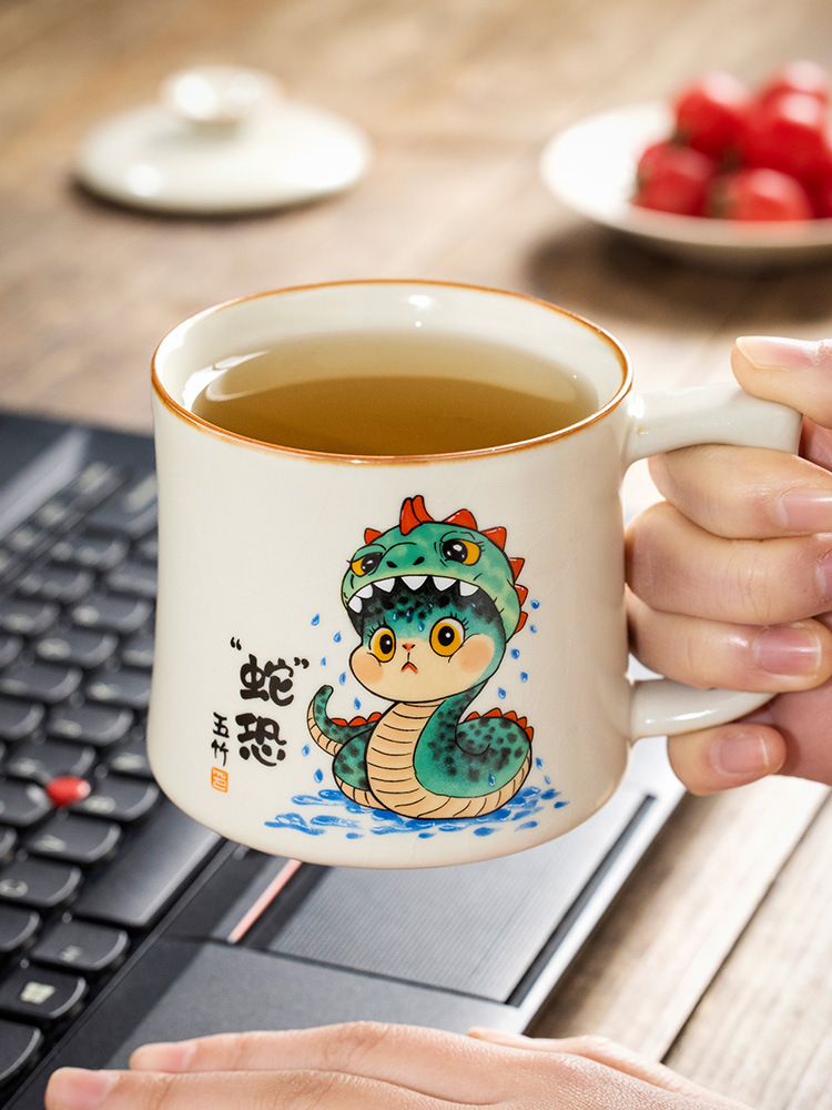 Cốc đục lỗ rắn sáng tạo Ruyao cốc uống nước văn phòng gia dụng có nắp cốc pha trà cá nhân quà tặng