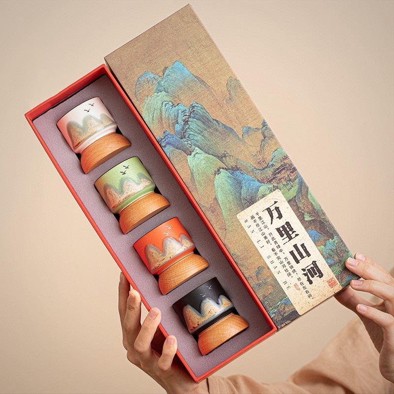 Bộ tách trà gốm sứ văn hóa và sáng tạo, bộ trà, quà tặng sinh nhật nam nữ cho người lớn tuổi