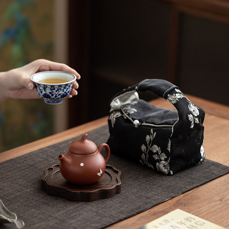 Bộ ấm chén trà Kung Fu bằng bạc tím, du lịch ngoài trời, quà tặng cho người lớn tuổi