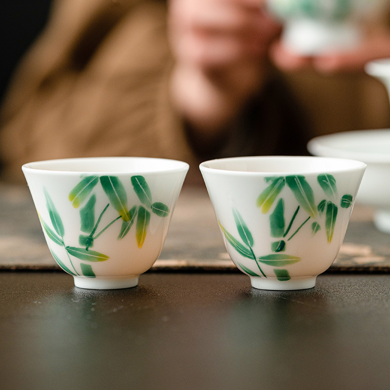 Cốc trà vẽ tay, cốc trà, cốc trà, sứ trắng Đức Hoa, cốc cao cấp, cốc trà gốm sứ gia dụng, cốc đặc biệt uống trà