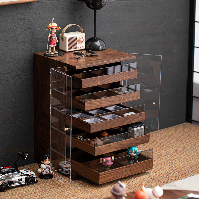 Tủ trà gỗ nguyên khối kiểu Trung Quốc mới, tủ bên, tủ đựng trà, Tủ Đựng Đồ Gỗ Óc Chó Đen, tủ đựng đồ, tủ hiên Gỗ Du già