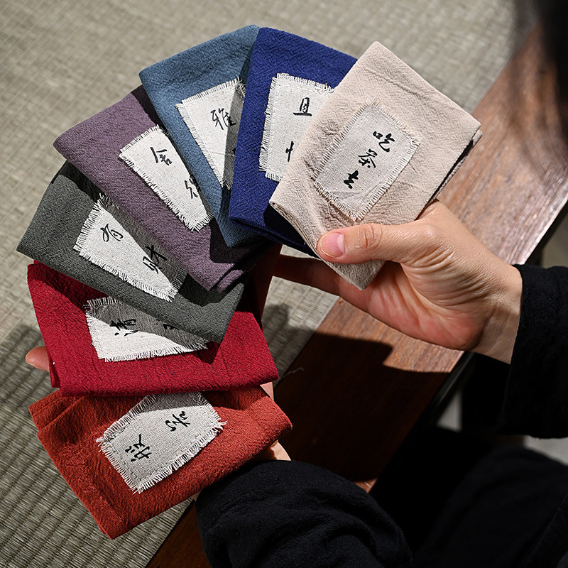 Nhà sản xuất bán buôn trà đạo cotton lanh lanh Jiefang phong cách Trung Quốc cổ điển Khăn trà thấm nước khăn bàn trà Khăn trải bàn khăn lau