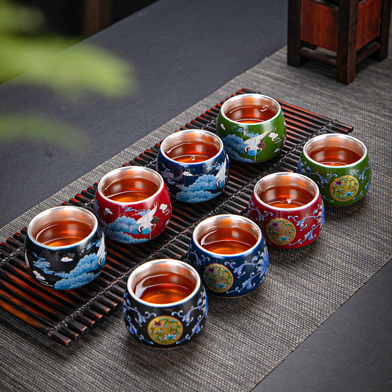 Cốc trà bạc 999 sterling, cốc trà mạ bạc, cốc trà ngon, cốc chủ nhân, cốc chào mừng văn phòng, cốc bạc gốm