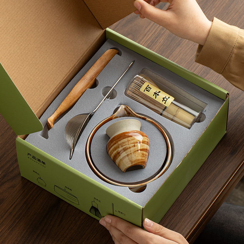 Đặt hàng xuyên biên giới, bộ matcha gốm sứ, bát có miệng, dụng cụ pha trà có giá trị cao, bát matcha Nhật Bản có bộ